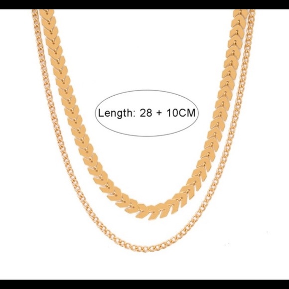 GIFT WITH PURCHASE Chevron & Chain Necklace-Chain Choker - Picture 3 of 4